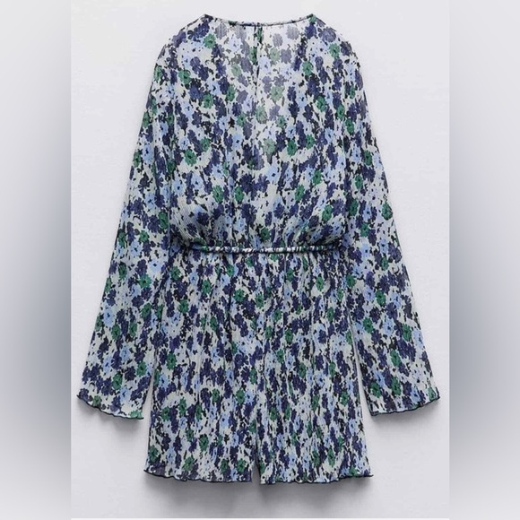 ZARA printed pleated romper size extra small - Picture 4 of 11